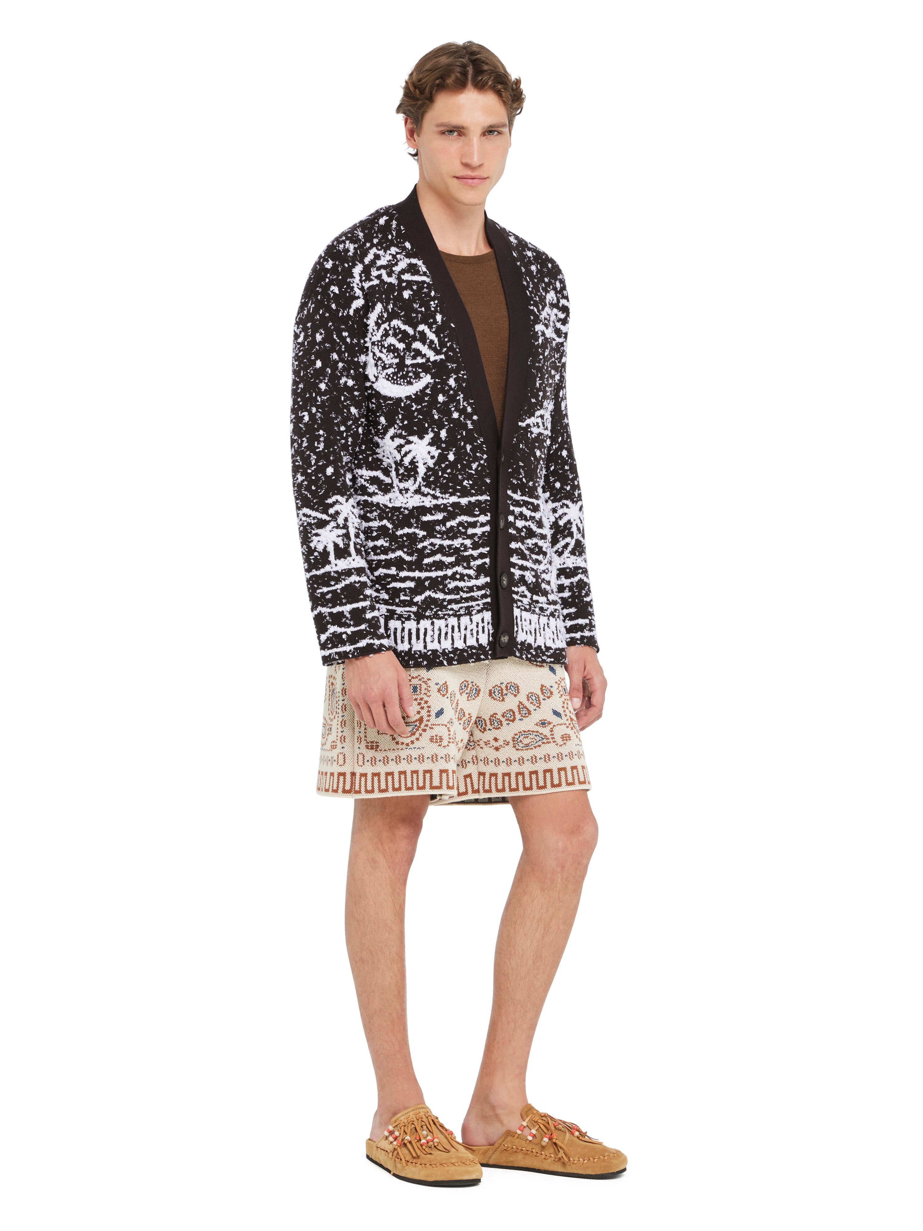 Alanui Ocean Whispers Cardigan Coffee-White Pearl LMHB027R26KNI002