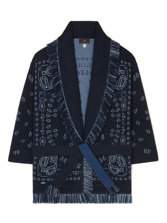 Alanui Bandana Jacquard Cardigan Midnight Blue-Multicolor LWHB064E25KNI001