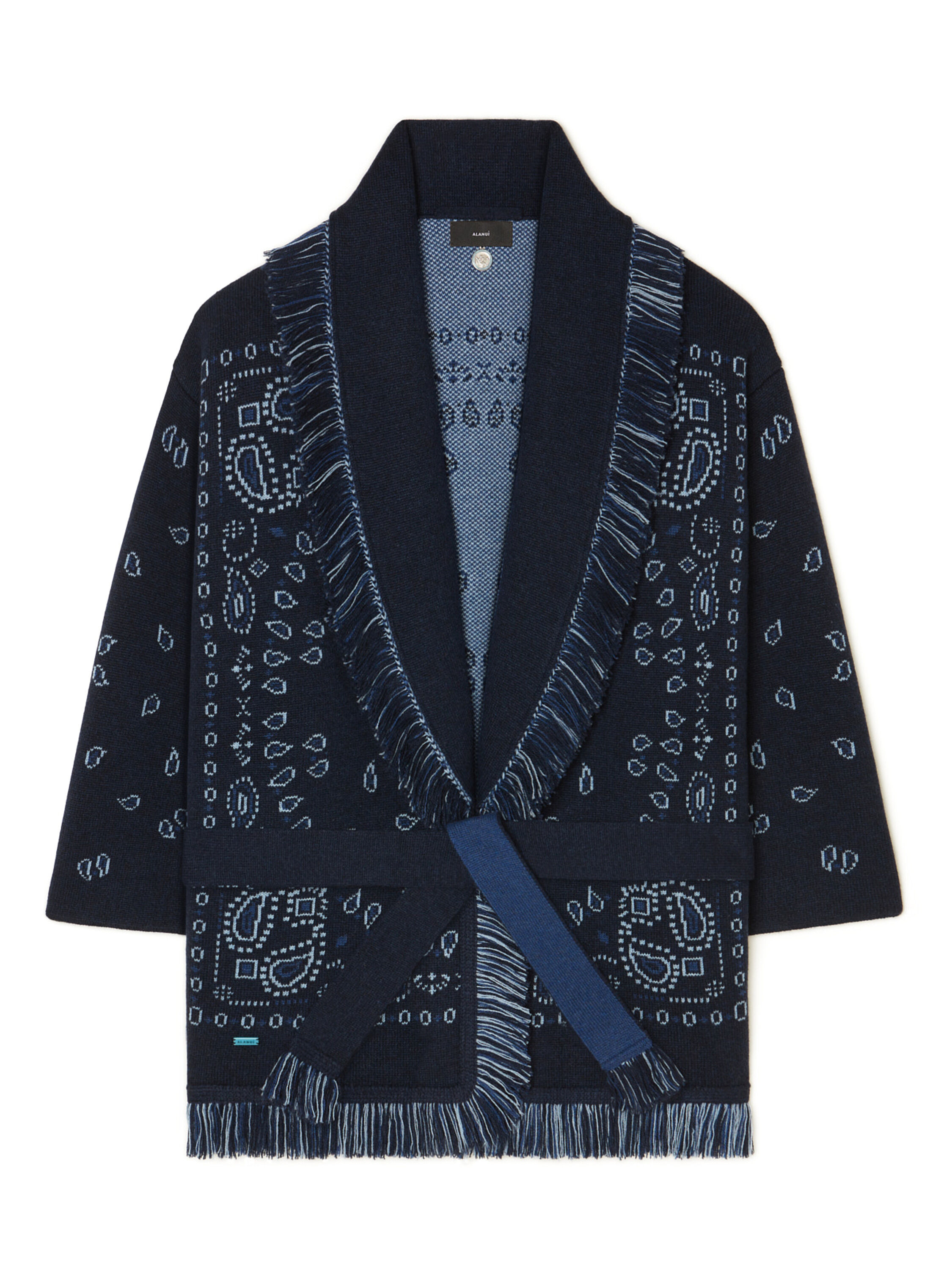 Alanui Bandana Jacquard Cardigan Midnight Blue-Multicolor LWHB064E25KNI001