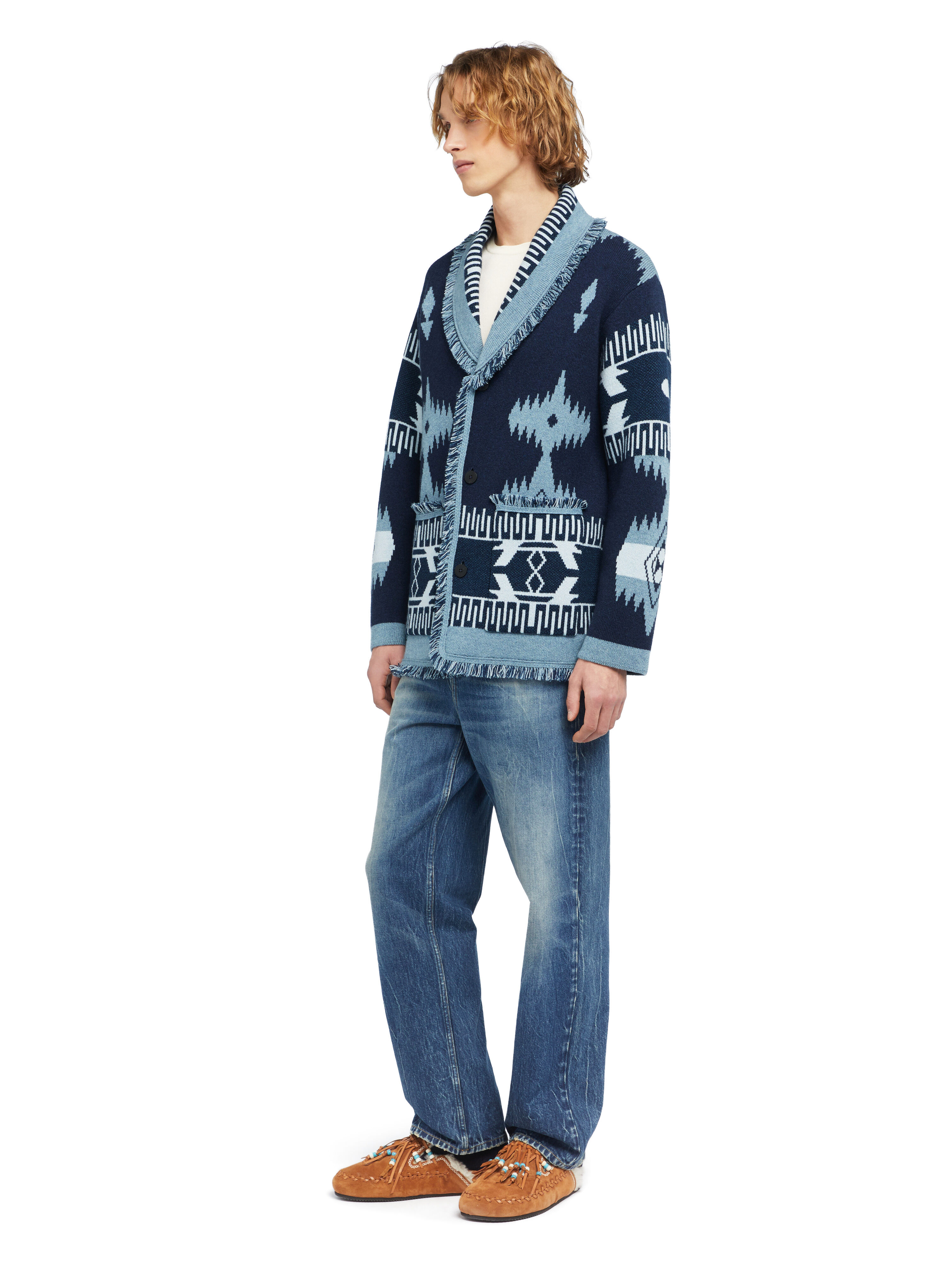 Alanui Icon Jacquard Cardigan Midnight-Denim LMHB038E25KNI001