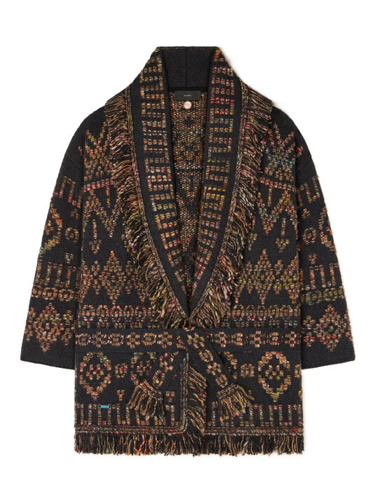 Alanui Grunge Beat Cardigan Charcoal-Multicolor LWHB064E25KNI005