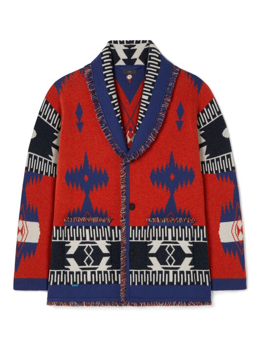Alanui Icon Jacquard Cardigan Furnace-Indigo LMHB038R25KNI001