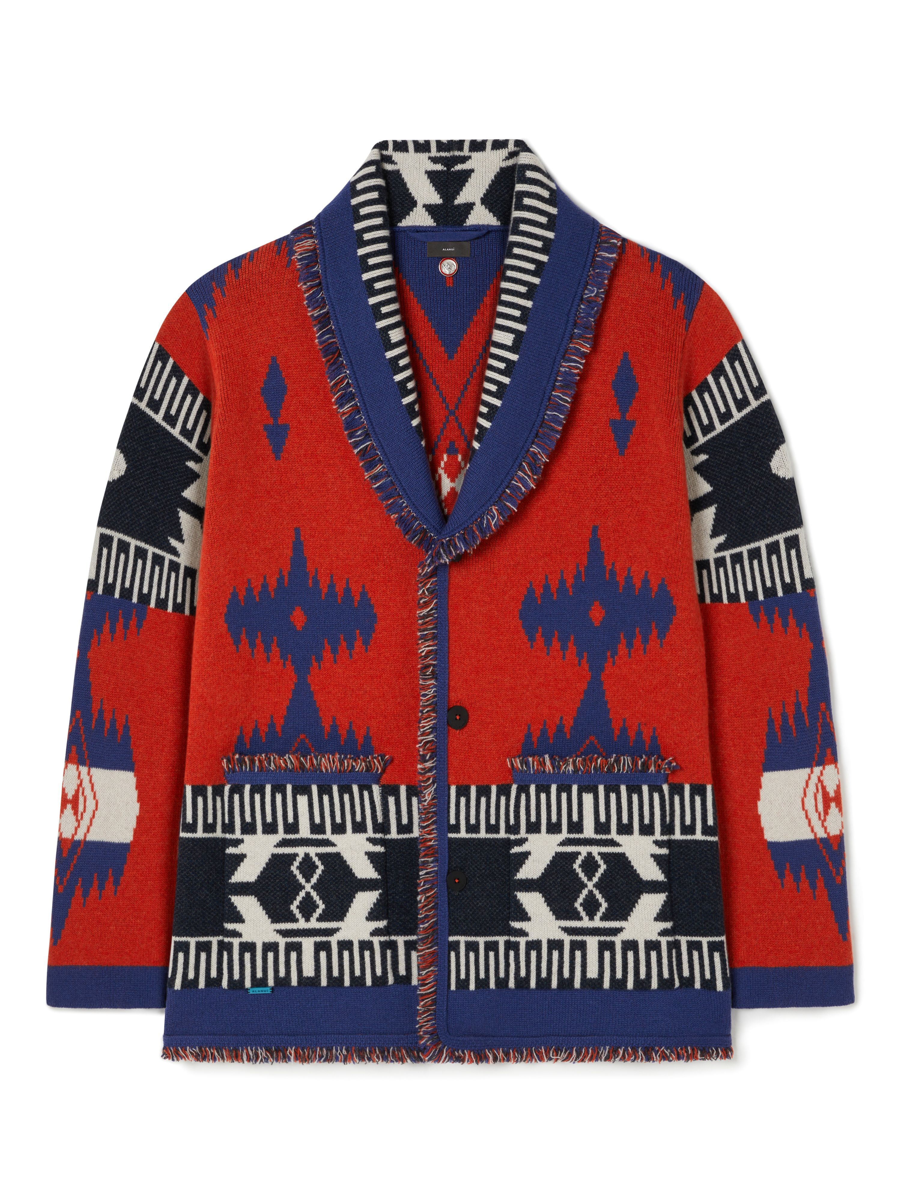 Alanui Icon Jacquard Cardigan Furnace-Indigo LMHB038R25KNI001
