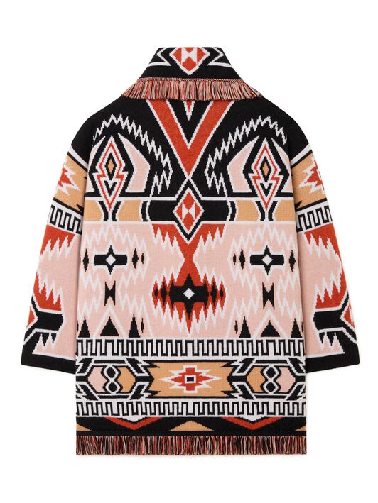 Alanui Geometric Roots Cardigan Flamingo Peach-Black LWHB064R25KNI00G
