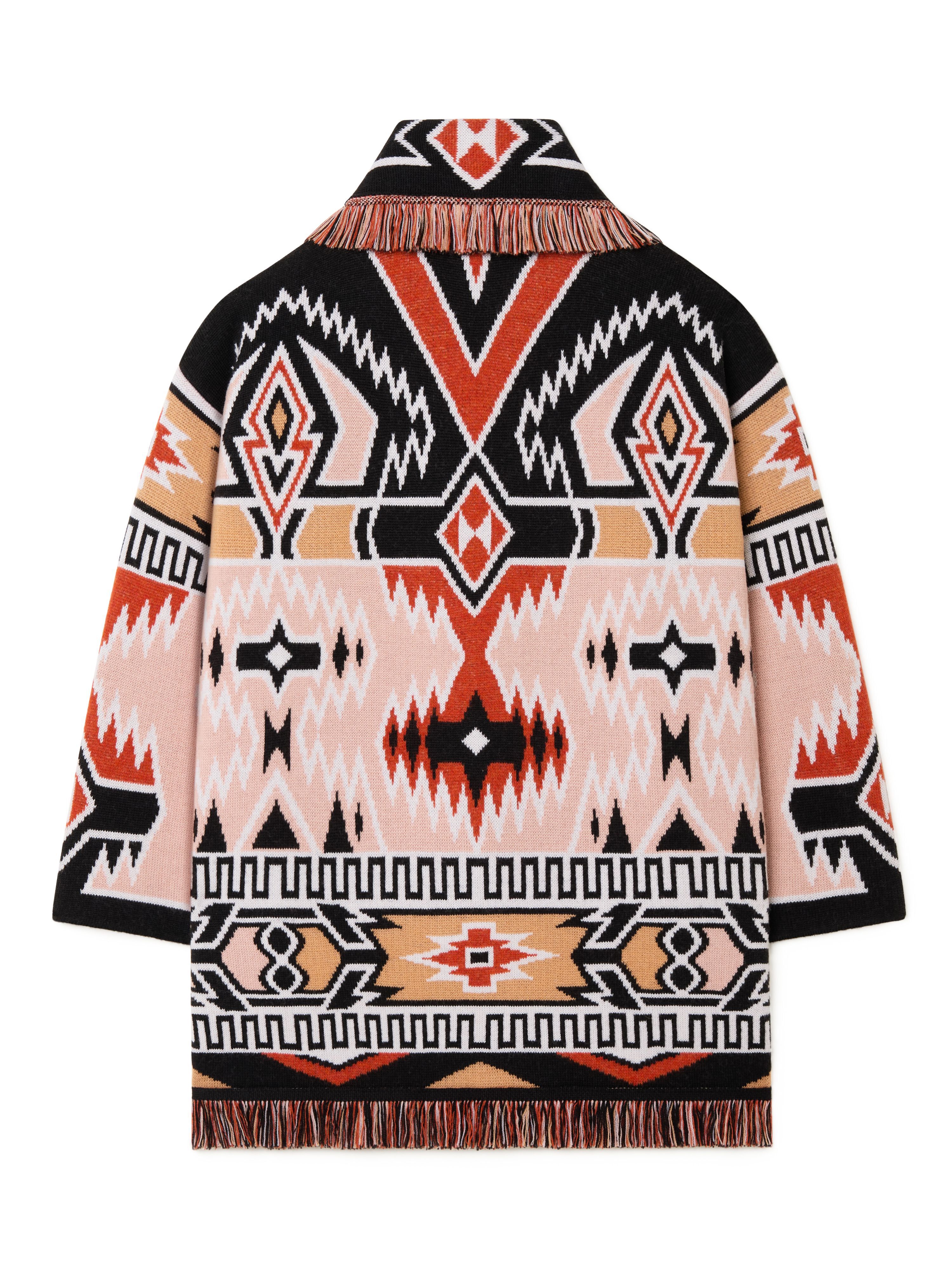 Alanui Geometric Roots Cardigan Flamingo Peach-Black LWHB064R25KNI00G