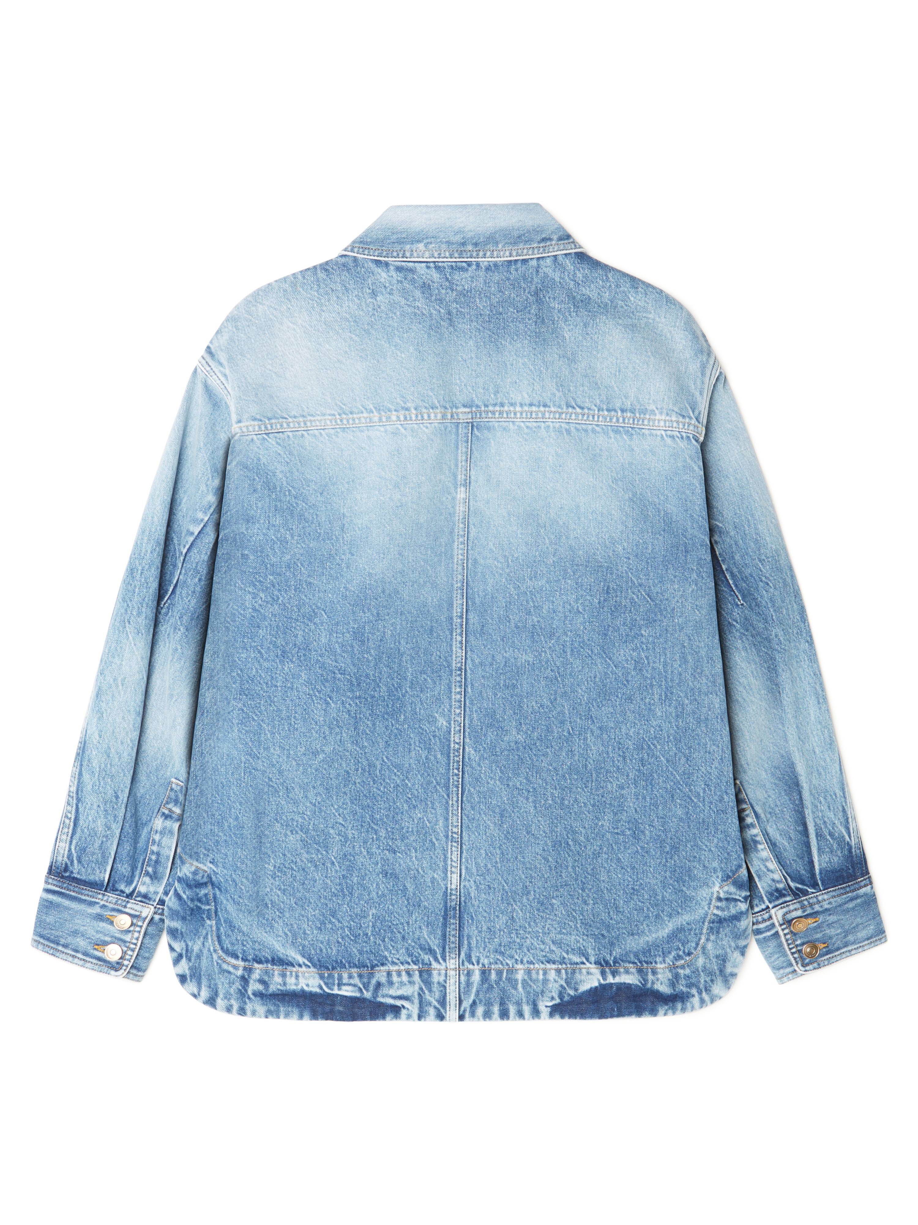 Alanui Sunny Crochet Denim Shirt Medium Wash Blue Denim LWYD004R25DEN001