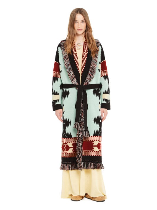 Alanui Icon Jacquard Coat Wave-Sandal Wood LWHQ003R26KNI001