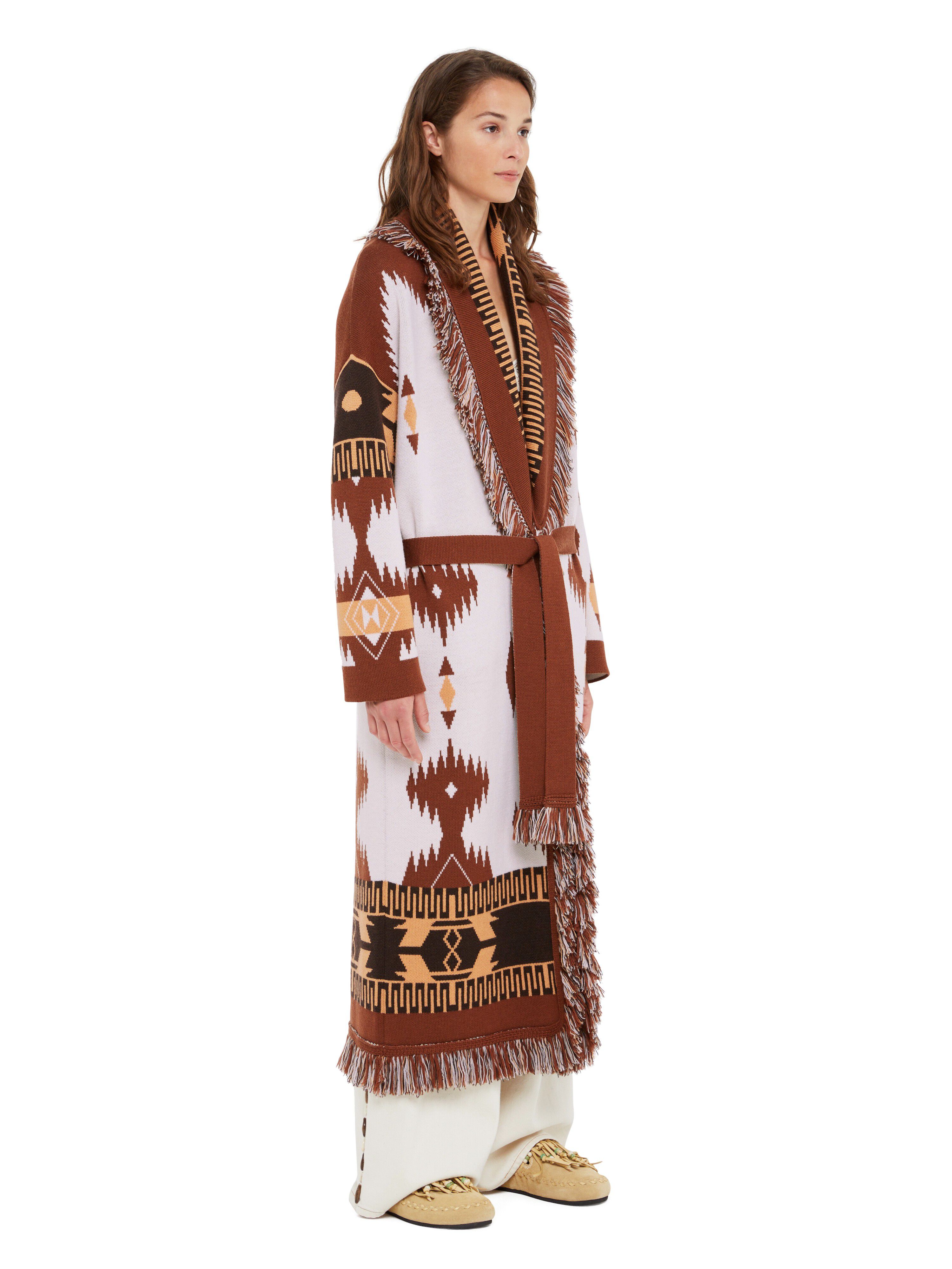 Alanui Icon Jacquard Coat Chalk-Pecan LWHQ003R25KNI001