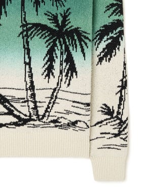 Alanui Wave Bloom Sweater Green Tide-Chalk