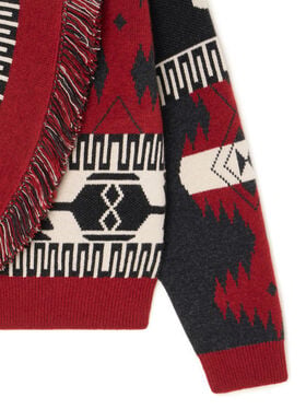 Alanui Icon Jacquard Cardi-Bomber Ruby-Charcoal