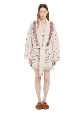 Alanui Bandana Jacquard Cardigan Chalk-Marsala