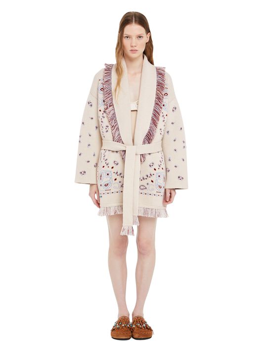 Alanui Bandana Jacquard Cardigan Chalk-Marsala LWHB064R25KNI001