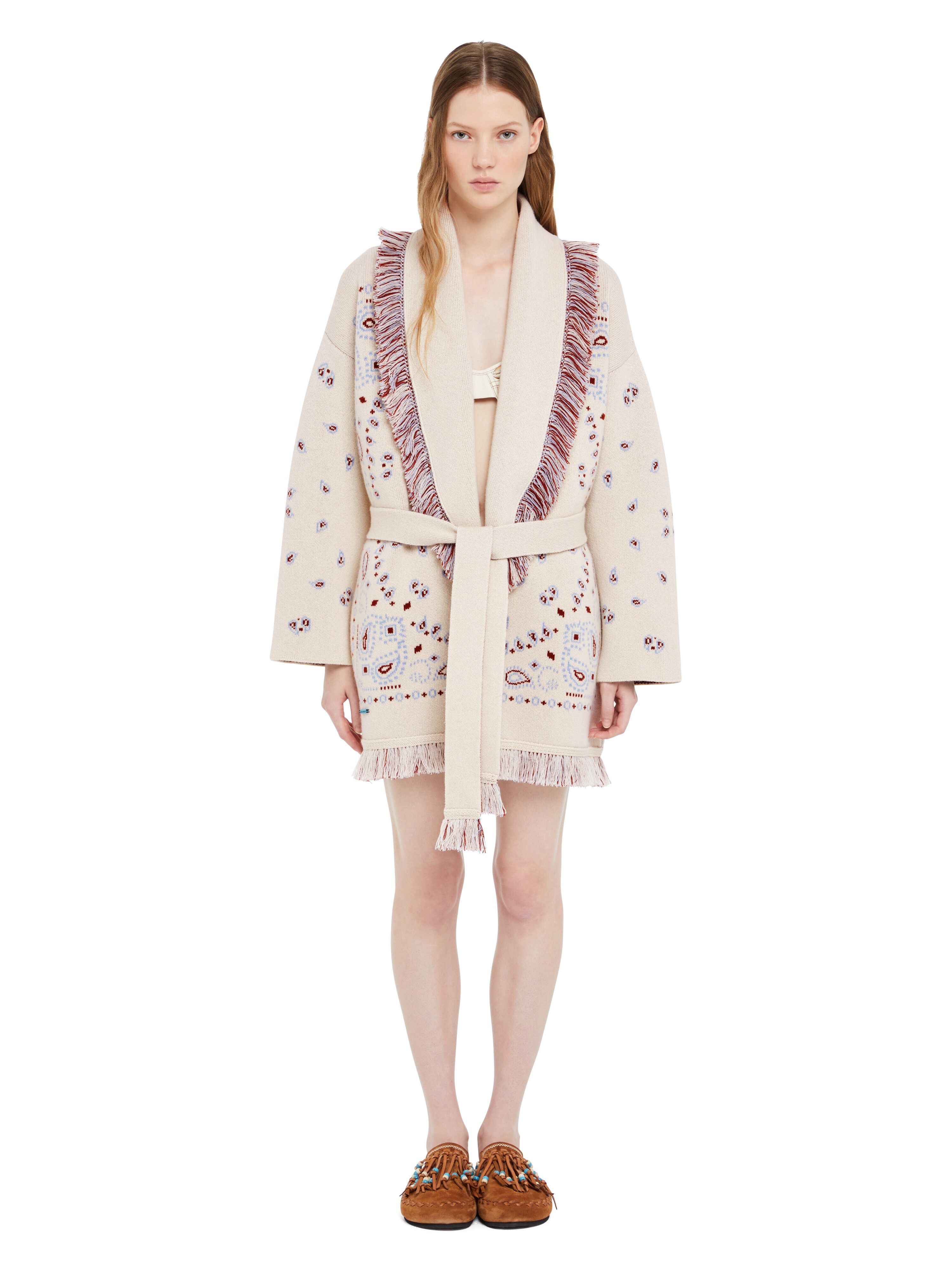Alanui Bandana Jacquard Cardigan Chalk-Marsala LWHB064R25KNI001