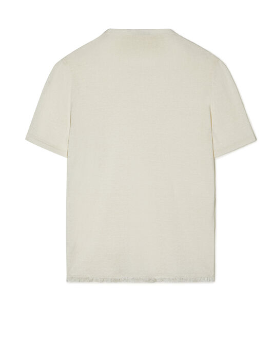 Alanui Linen Knit T-Shirt Clotted Cream LMHA043S23FAB001