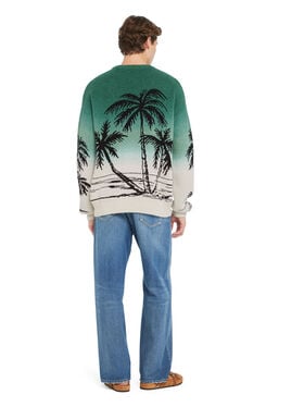 Alanui Wave Bloom Sweater Green Tide-Chalk