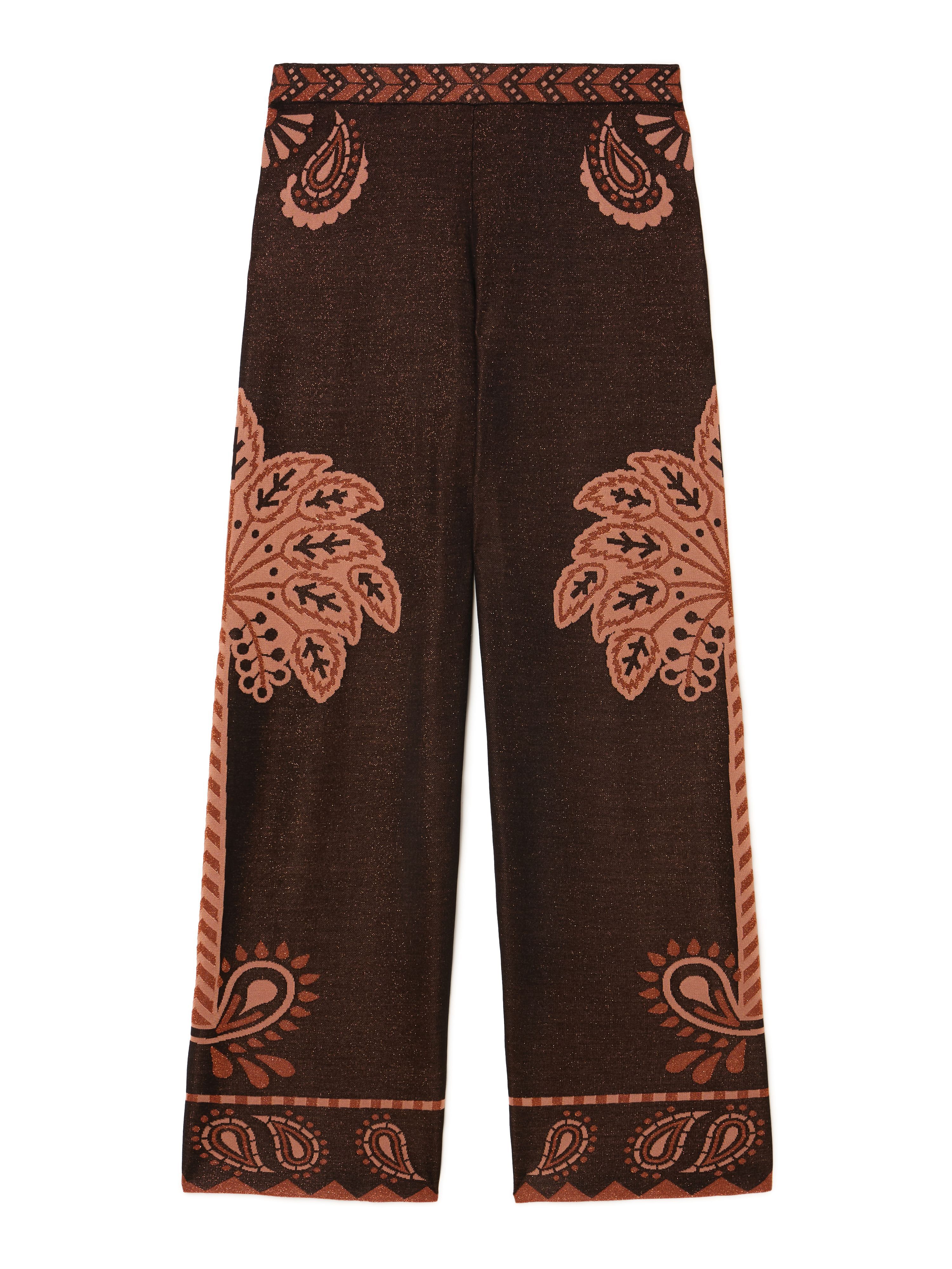 Alanui Wild Wonder Foulard Pants Black-Terracotta LWHG016R25KNI001