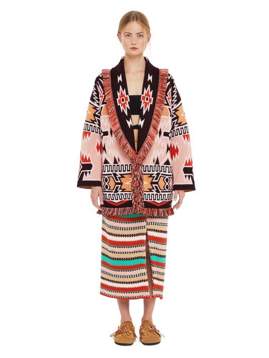 Alanui Geometric Roots Cardigan Flamingo Peach-Black LWHB064R25KNI00G