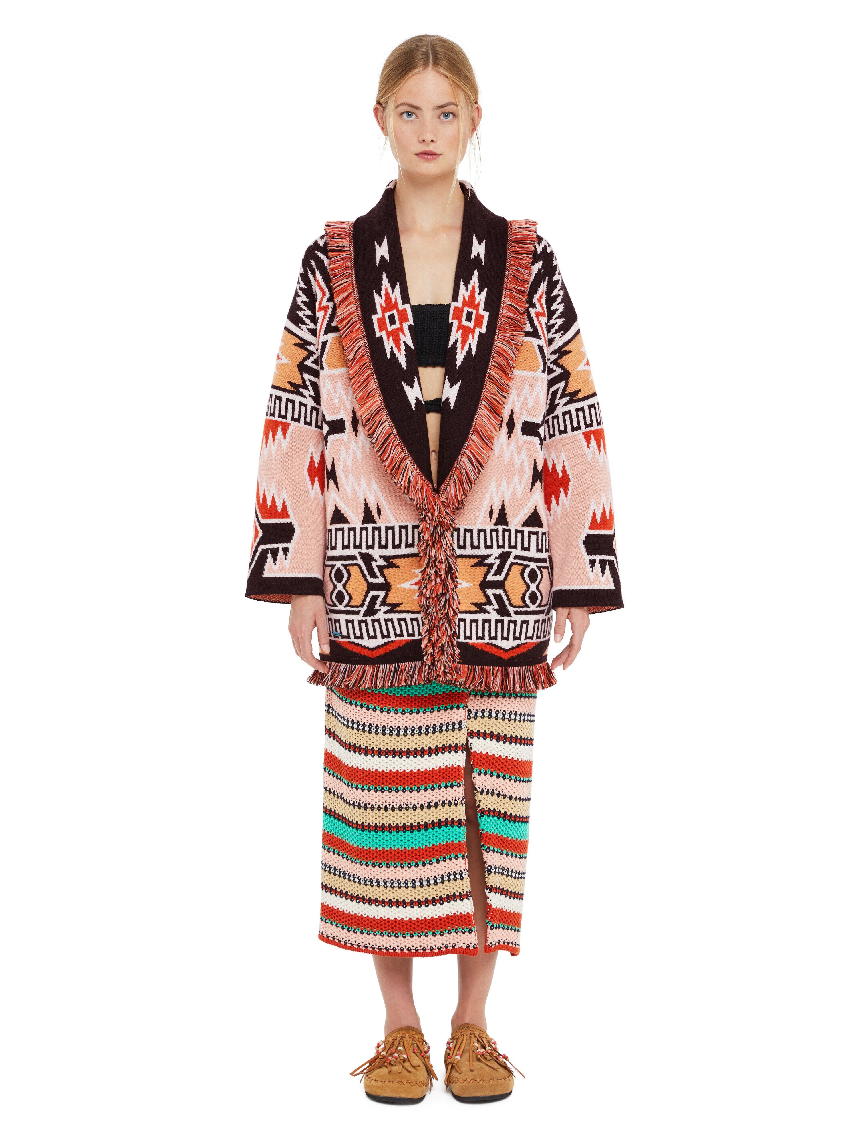 Alanui Geometric Roots Cardigan Flamingo Peach-Black LWHB064R25KNI00G