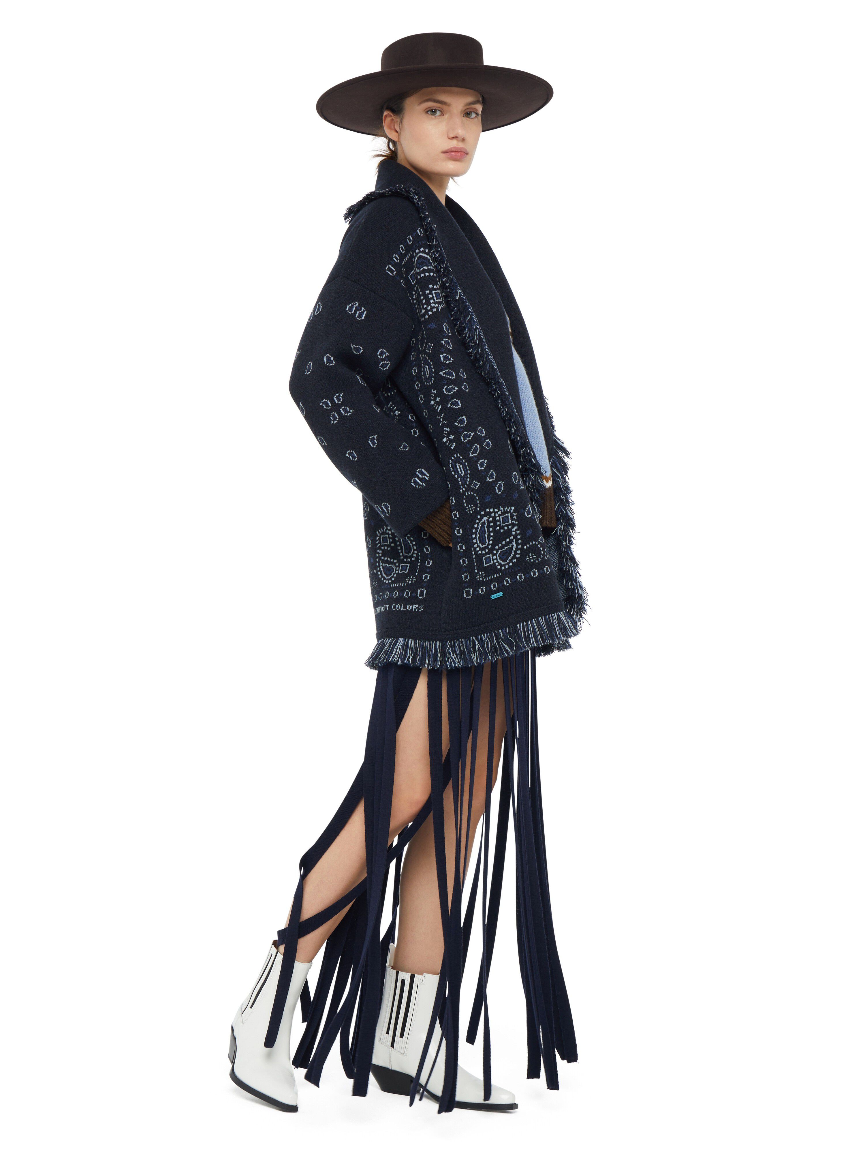 Alanui Bandana Jacquard Cardigan Midnight Blue-Multicolor LWHB064E24KNI002