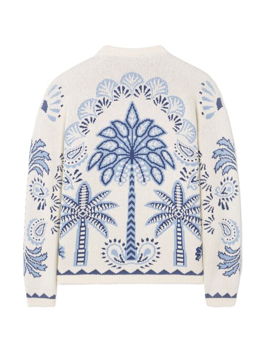 Alanui Wild Wonder Foulard Sweater Chalk-Indigo LWHE068R25KNI001