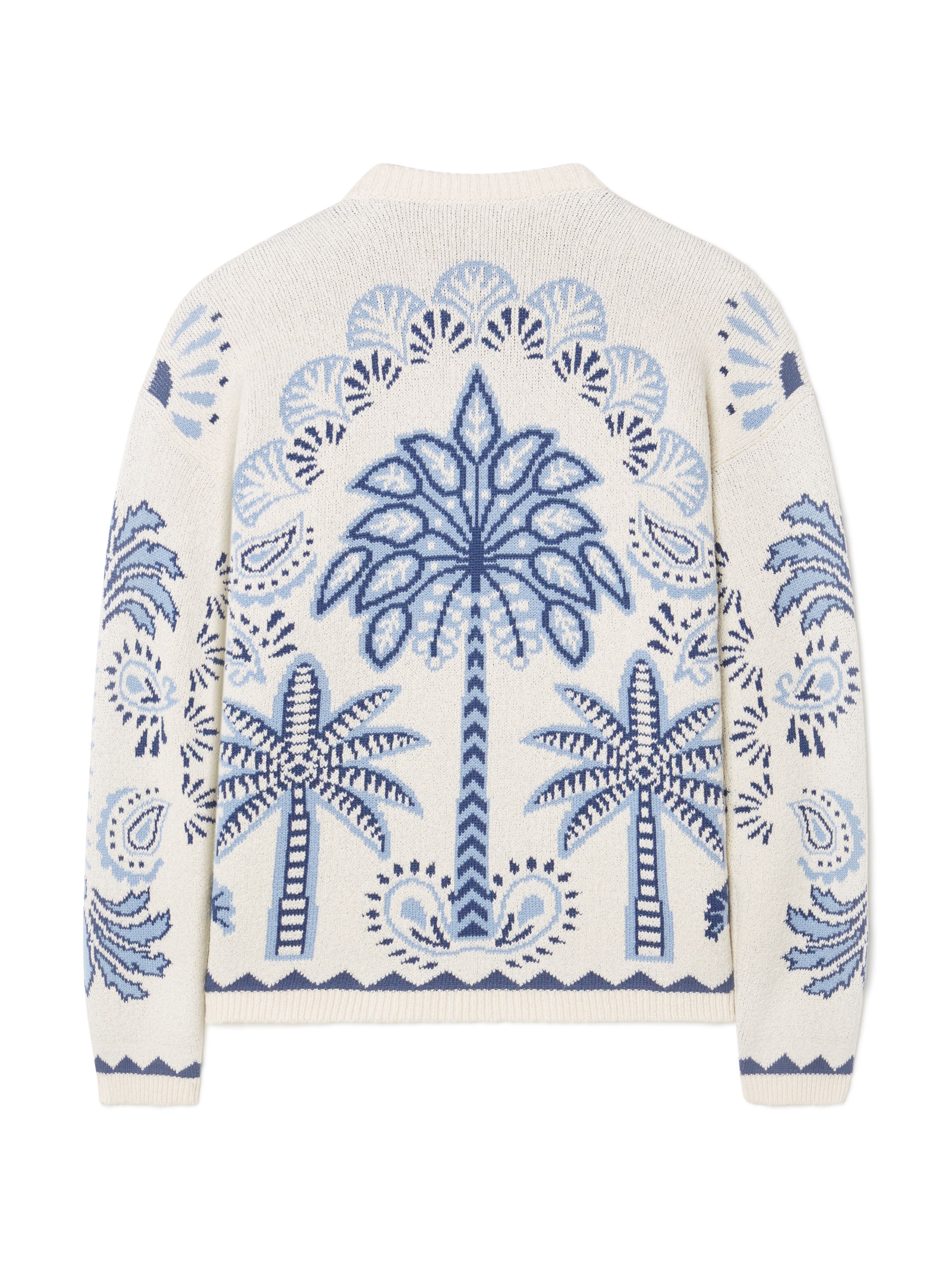 Alanui Wild Wonder Foulard Sweater Chalk-Indigo LWHE068R25KNI001