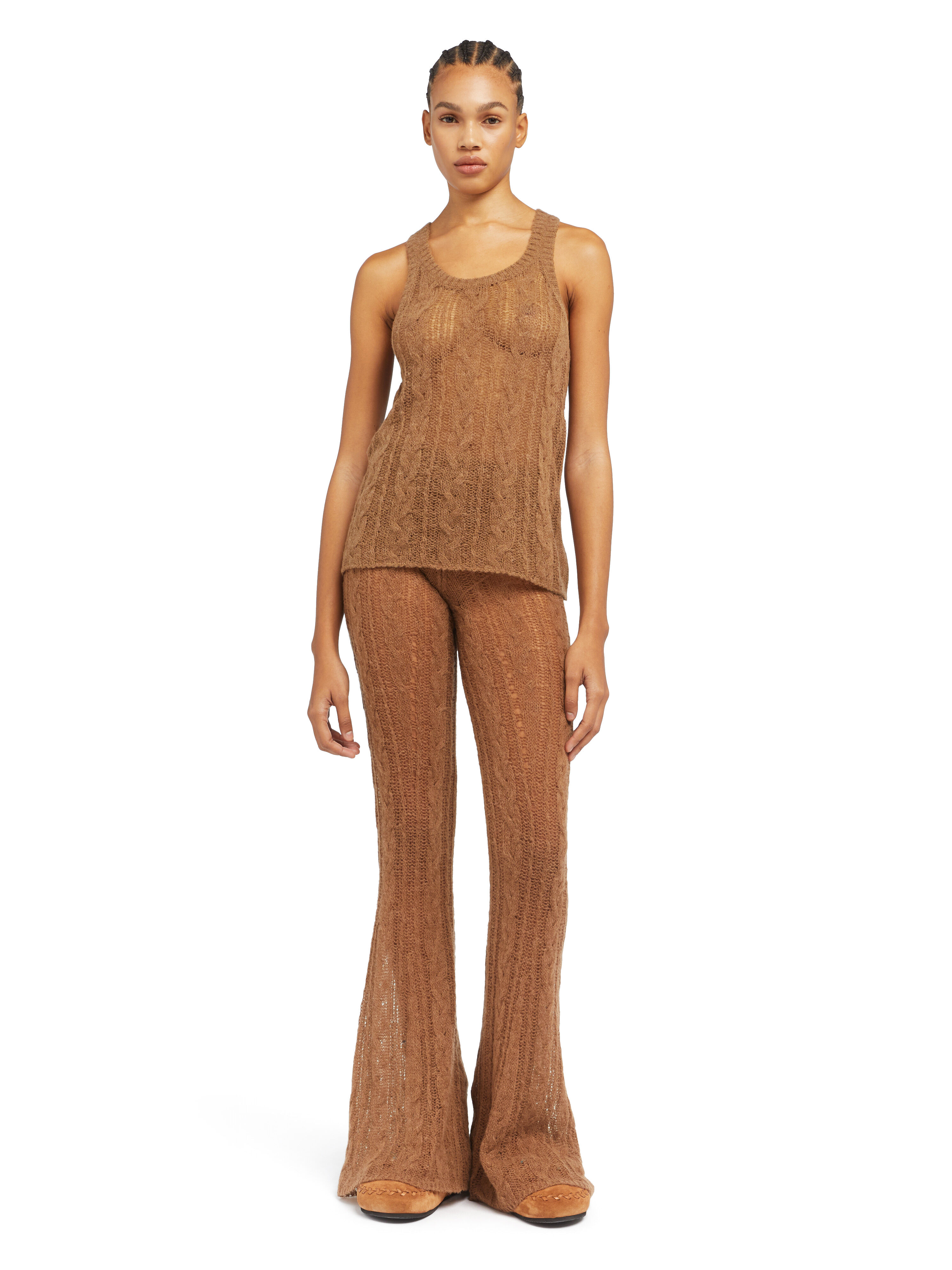 Alanui Desert Drift Tank Top Camel LWHT005E25KNI001