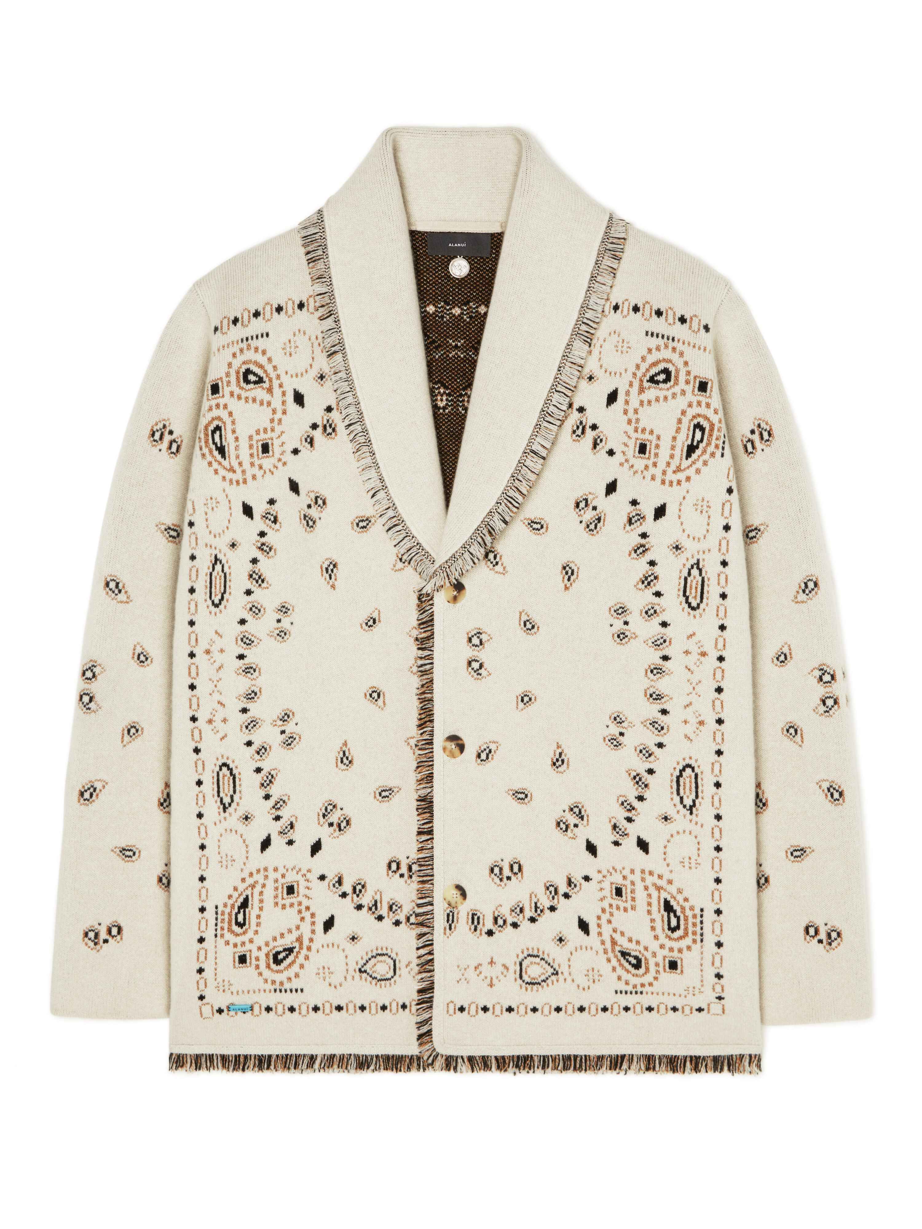 Alanui Bandana Jacquard Cardigan Curcuma LMHB039R24KNI006