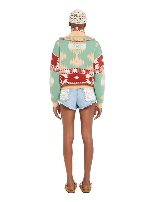 Alanui Icon Jacquard Cardi-Bomber Parrot-Peach LWHB026R26KNI001