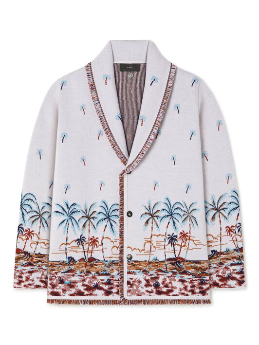 Alanui The Tale Of Hawaiian Cardigan Chalk-Sky Blue LMHB039R25KNI002