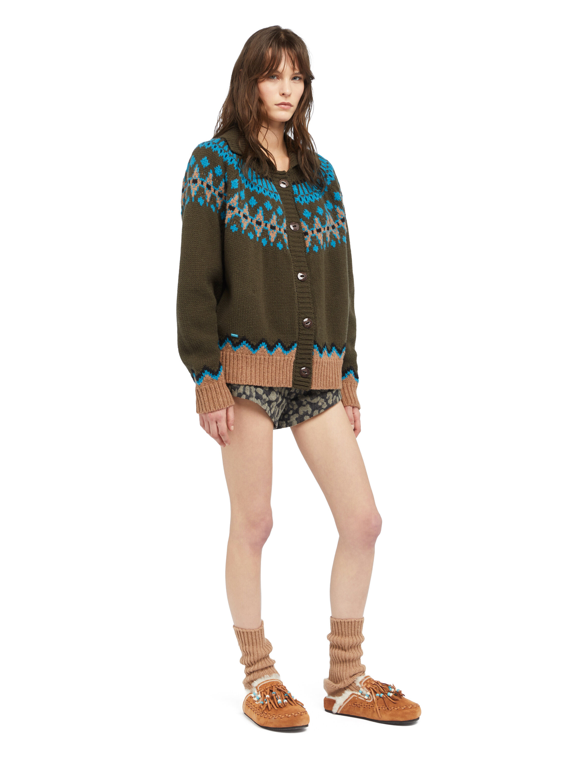 Alanui Sweet Winter Jacket Oliva-Multicolor LWHQ01DE25KNI001
