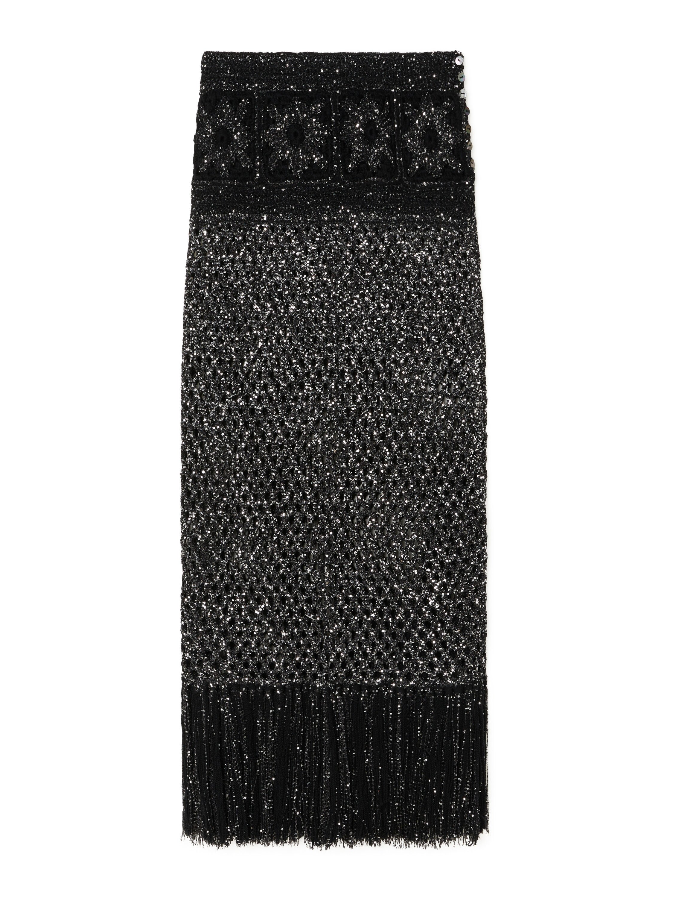 Alanui City Lights Skirt Black-Silver LWHL02EE25KNI001