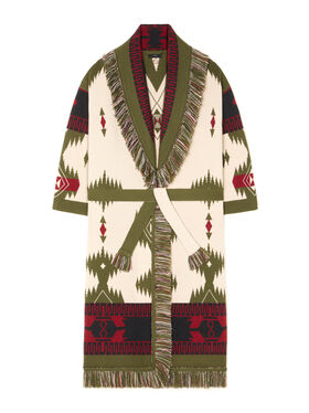 Alanui Icon Jacquard Coat Ivory-Olive