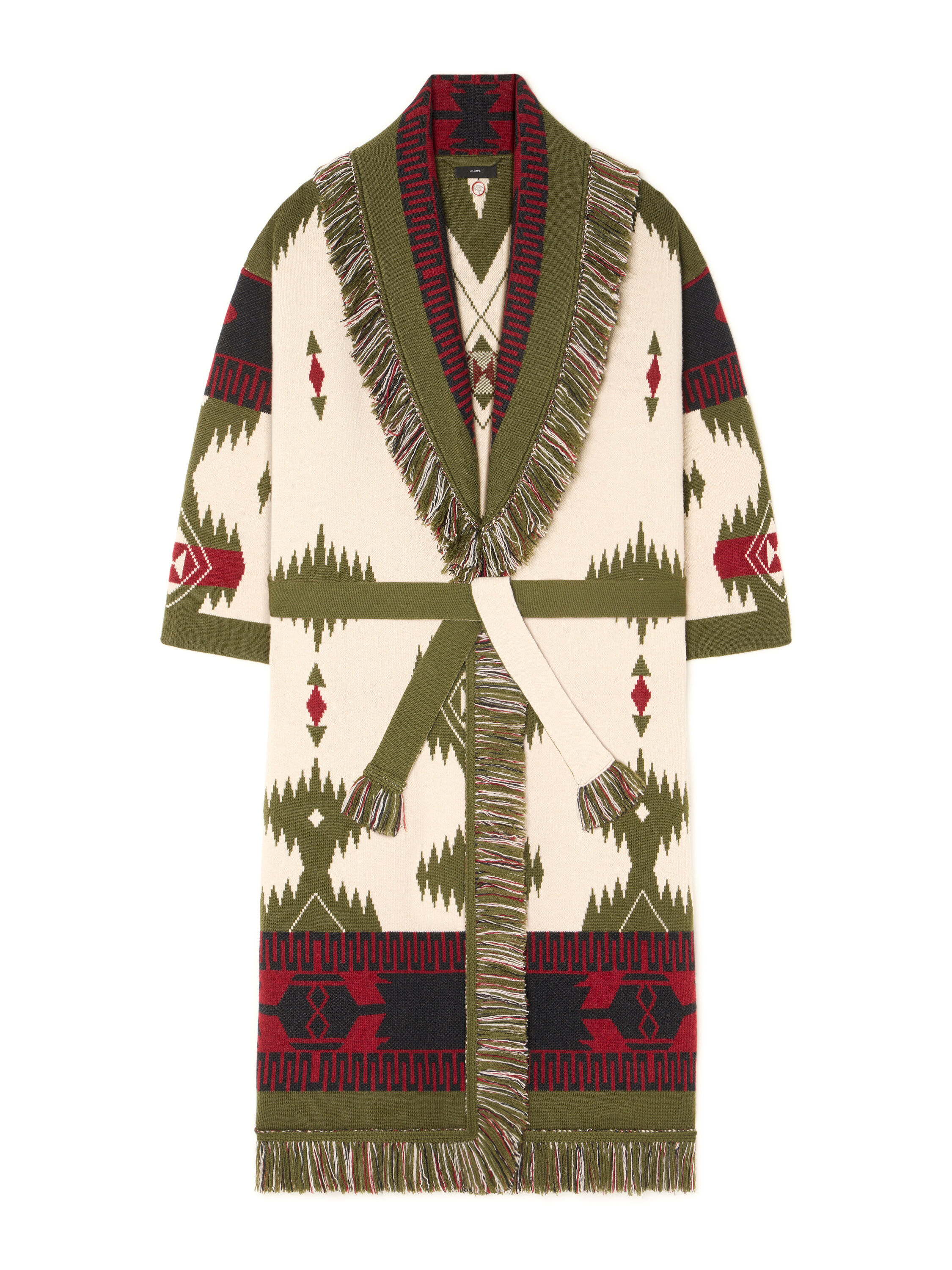 Alanui Icon Jacquard Coat Ivory-Olive LWHQ003E25KNI001