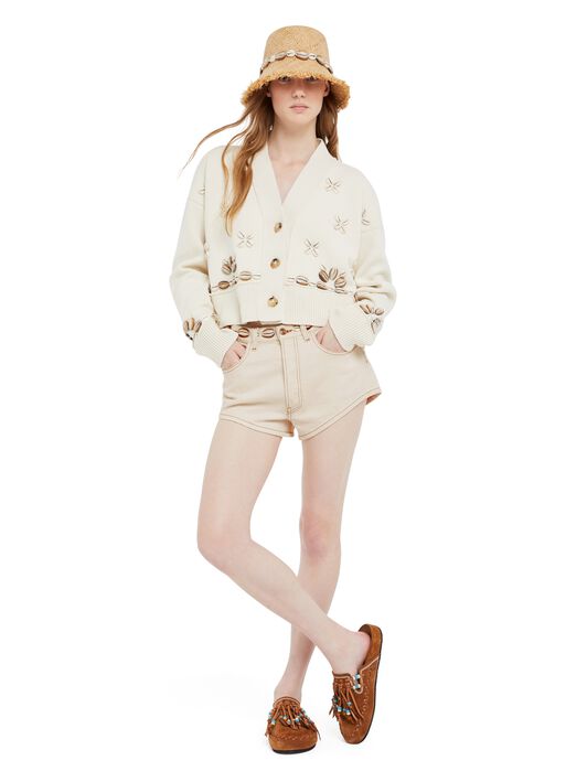 Alanui Ocean Dream Denim Shorts White Raw Denim LWYC009R25DEN003