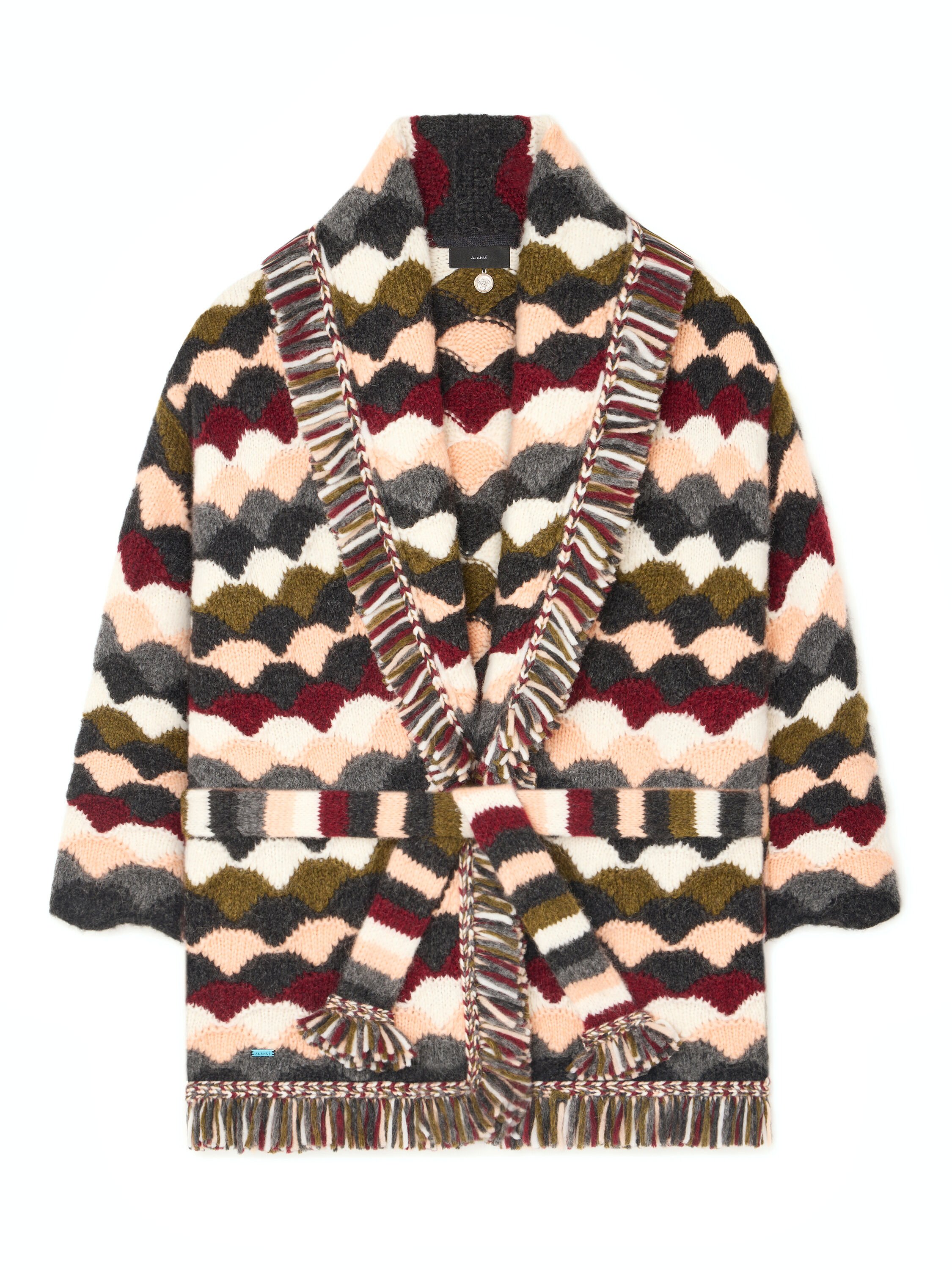 Alanui Shattered Stripes Cardigan Olive-Multicolor LWHB064E25KNI003