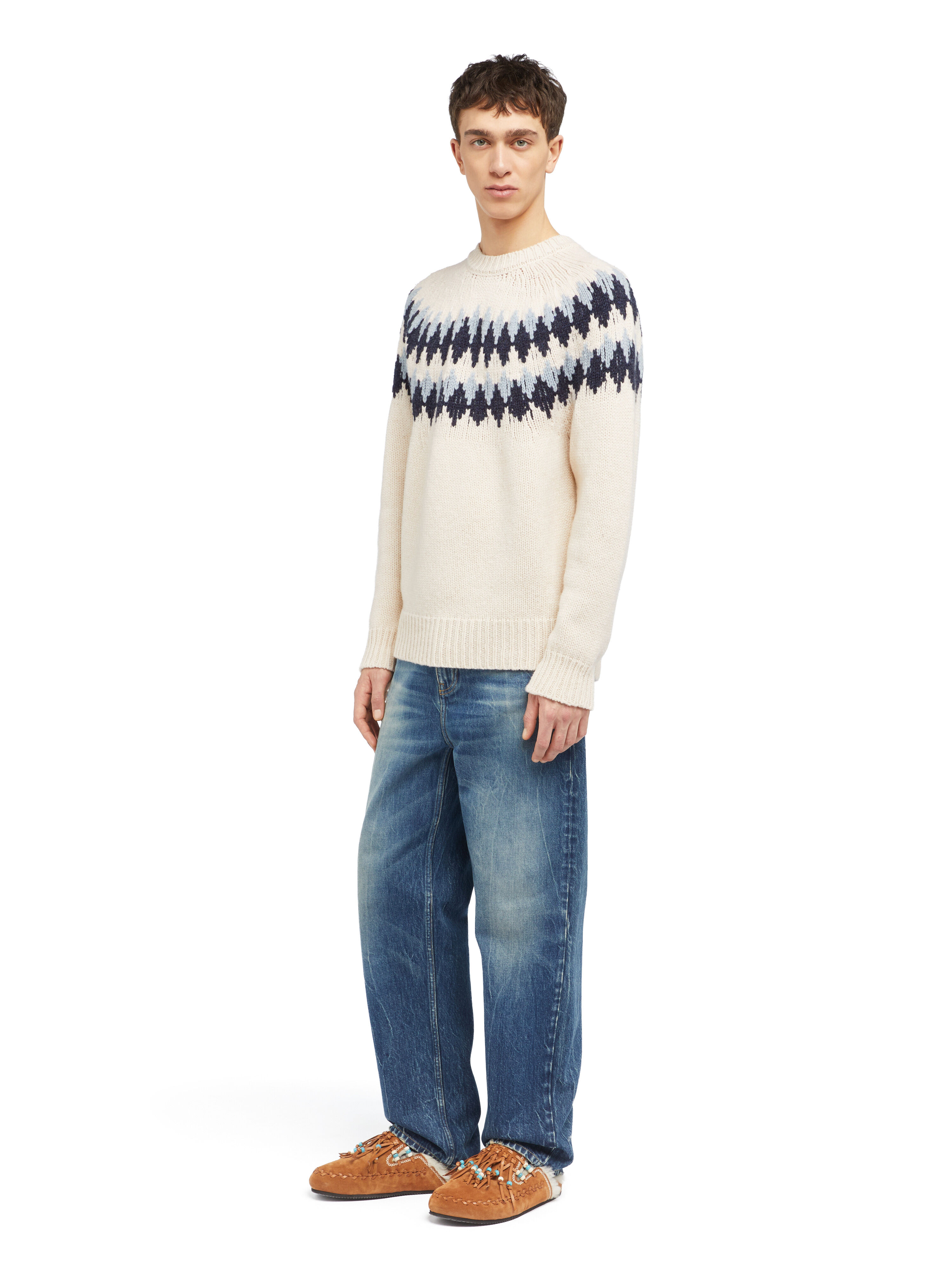Alanui Sweet Winter Sweater Chalk-Midnight LMHE016E25KNI001