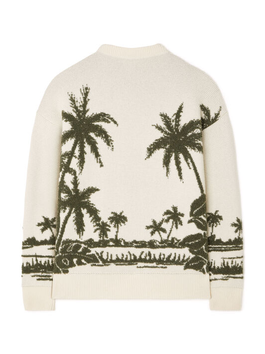Alanui Palm Grove Tales Sweater Ivory-Olive LMHE033E25KNI002