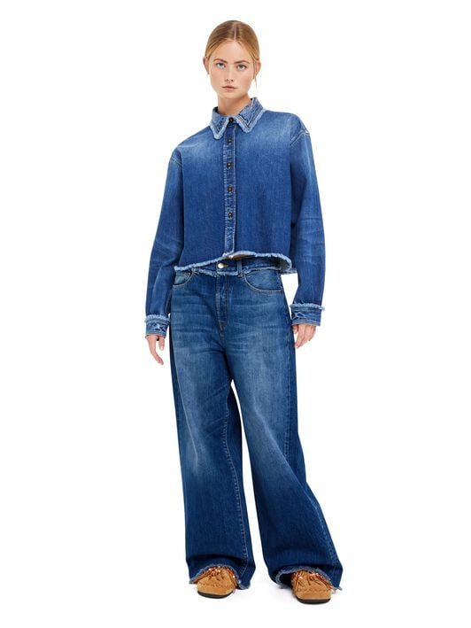 Alanui Fringed Relaxed Denim Pants Dark Wash Blue Denim LWYA01AR25DEN001
