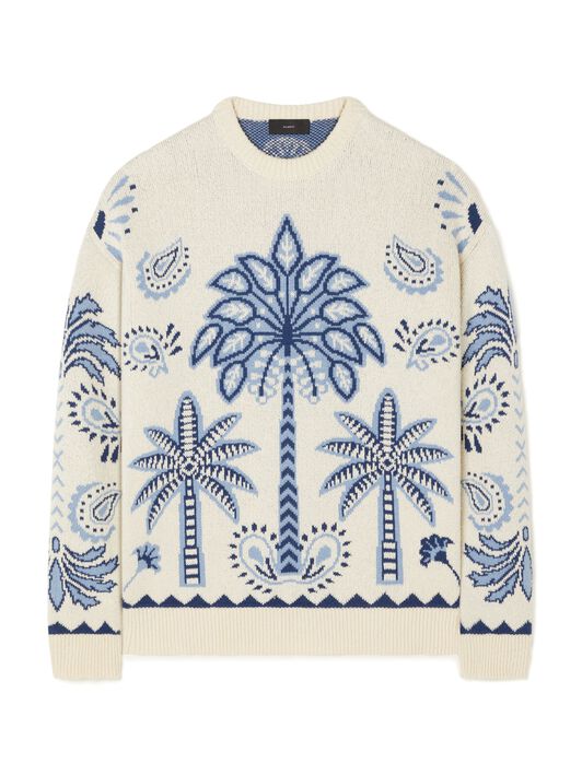 Alanui Wild Wonder Foulard Sweater Chalk-Indigo LMHE033R25KNI001