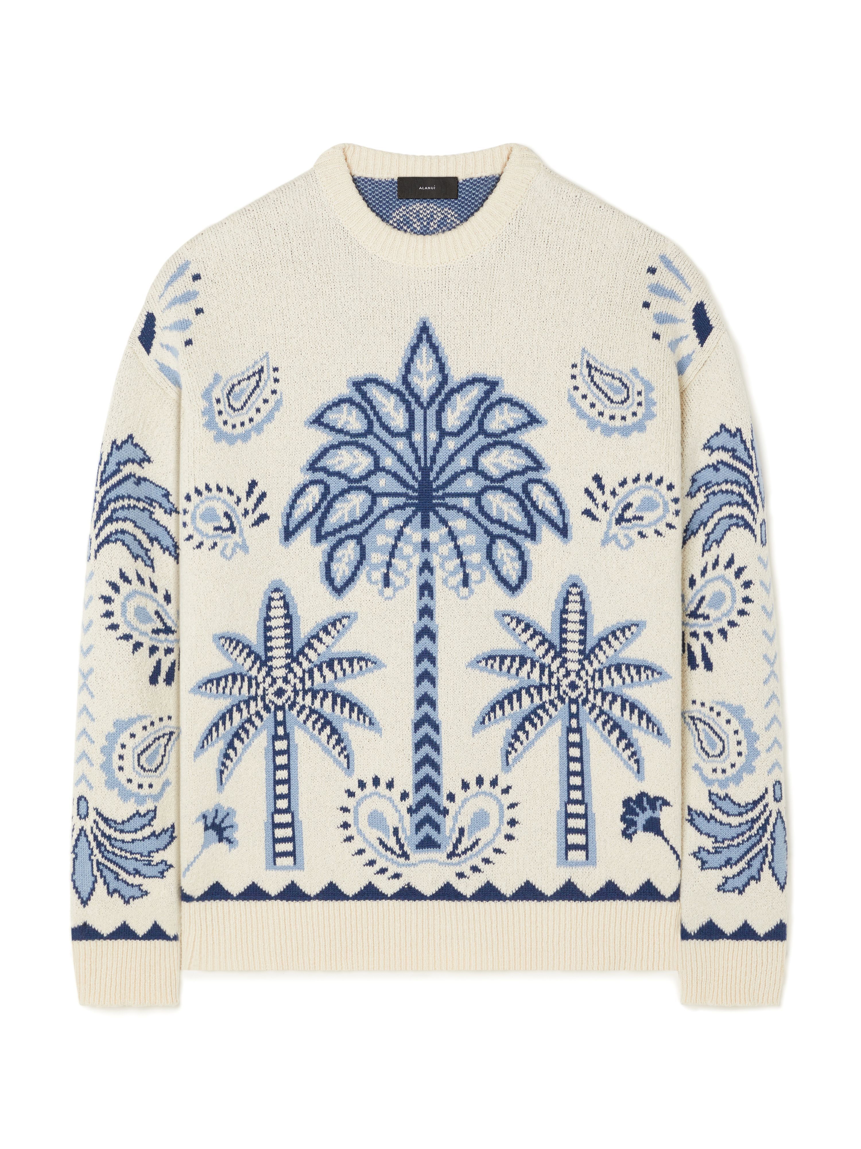 Alanui Wild Wonder Foulard Sweater Chalk-Indigo LMHE033R25KNI001
