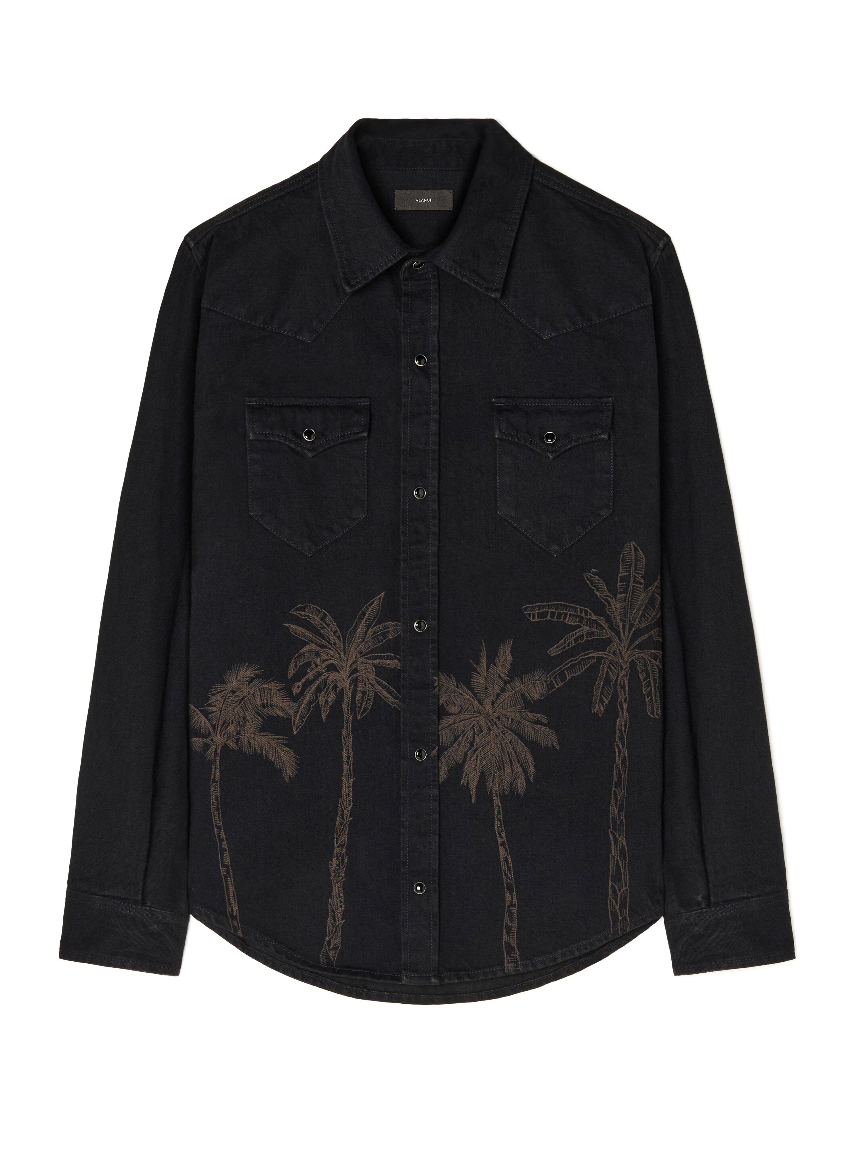 Alanui Jungle Toile De Jouy Denim Shirt Black-Almond LMYD007R25DEN004