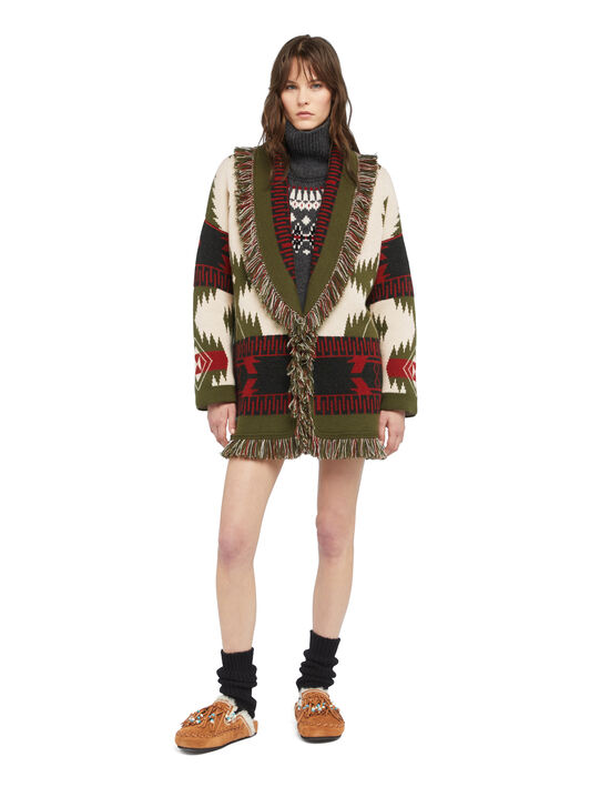 Alanui Icon Jacquard Cardigan Ivory-Olive LWHB064E25KNI002