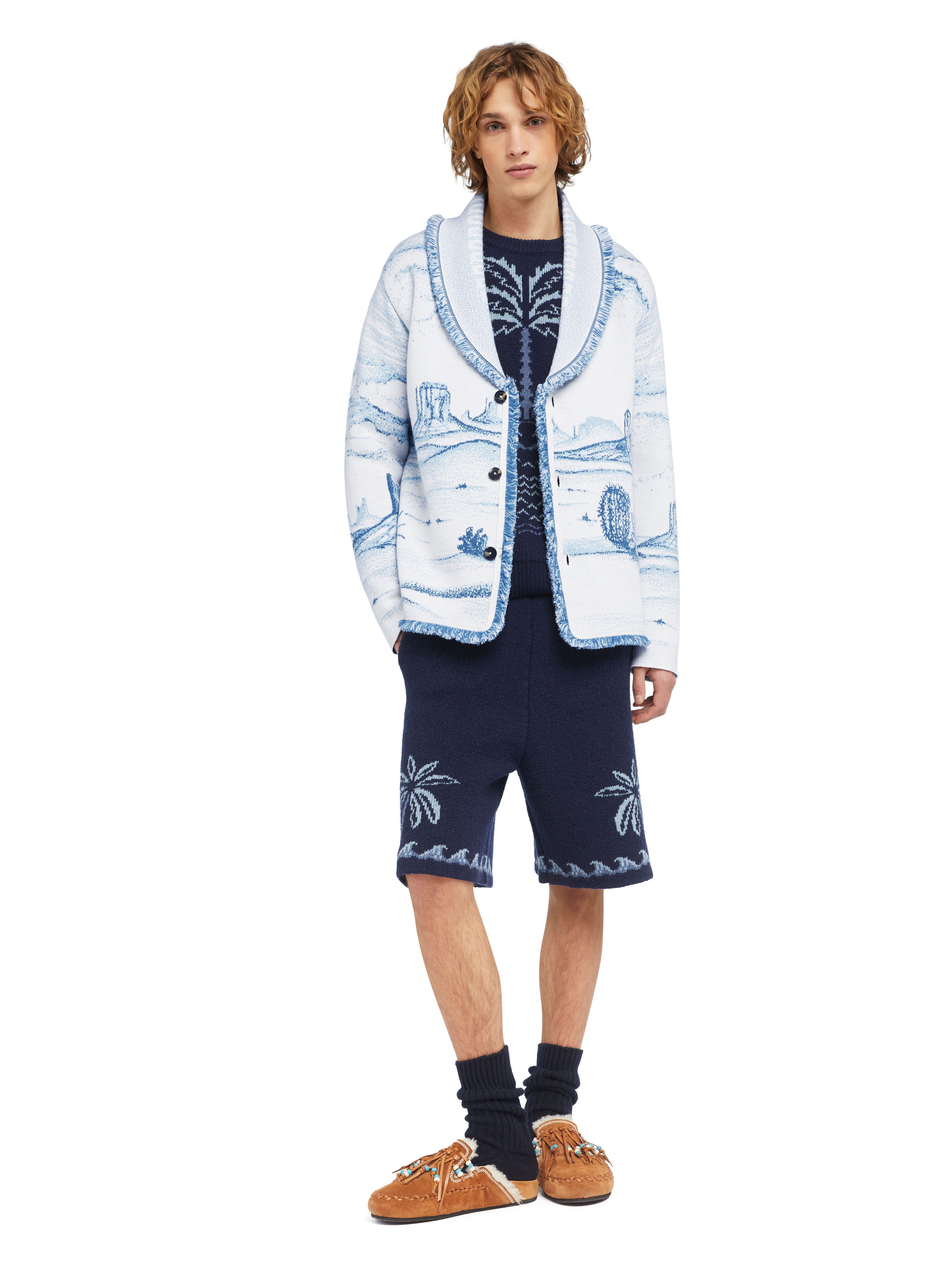Alanui Silent Rider Cardigan Chalk-Bluebell LMHB038E25KNI002