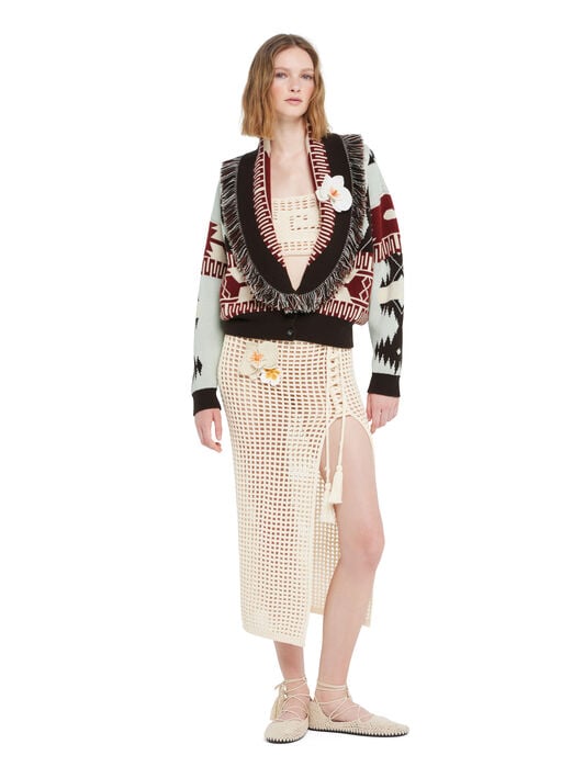 Alanui Icon Jacquard Cardi-Bomber Wave-Sandal Wood LWHB026R26KNI001