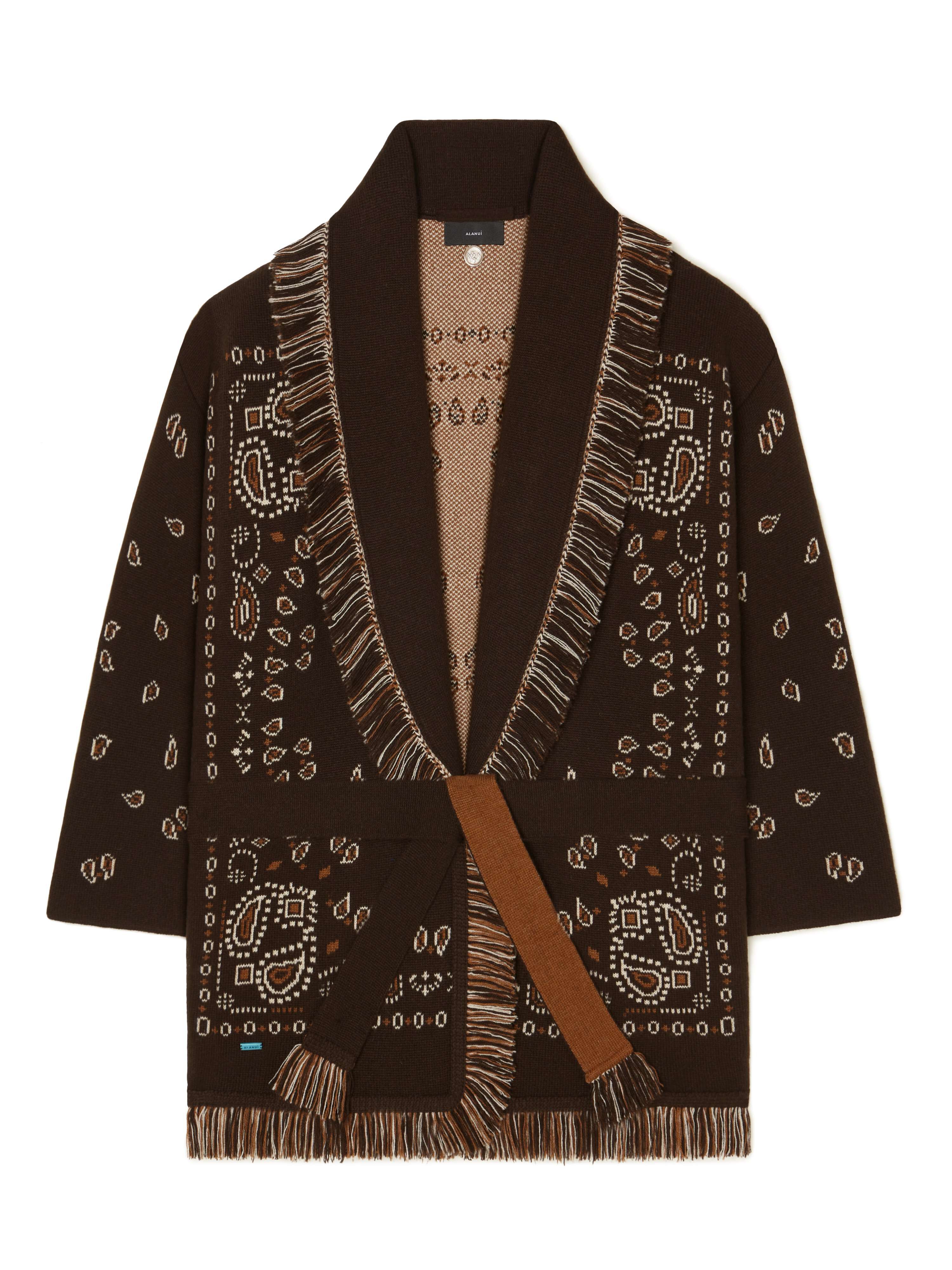 Alanui Bandana Jacquard Cardigan Coffee-Multicolor LWHB064E24KNI002