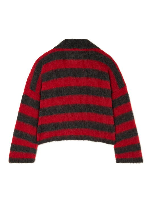Alanui Grunge Stripes Polo Ruby-Charcoal LWHV007E25KNI001