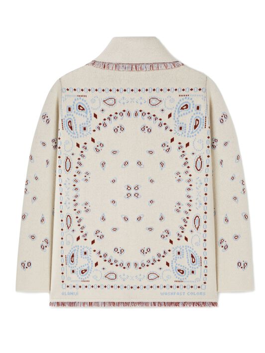 Alanui Bandana Jacquard Cardigan Chalk-Marsala LMHB039R25KNI001