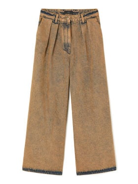 Alanui Desert Rose Wide Leg Denim Pants Overdye Apricot Denim LWYB003E25DEN002