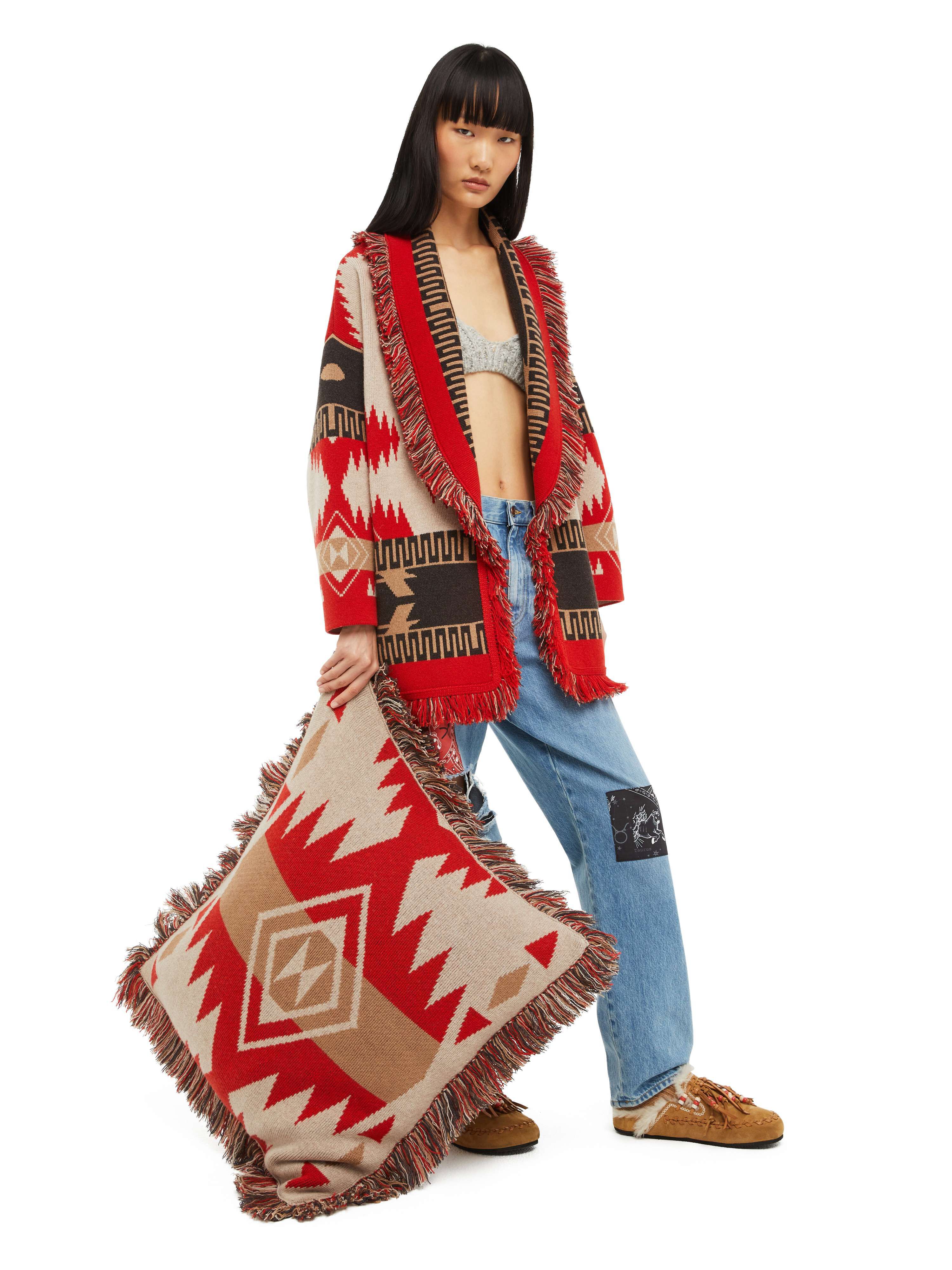 Alanui Icon Jacquard Cardigan Sand Fire LWHB064F23KNI001