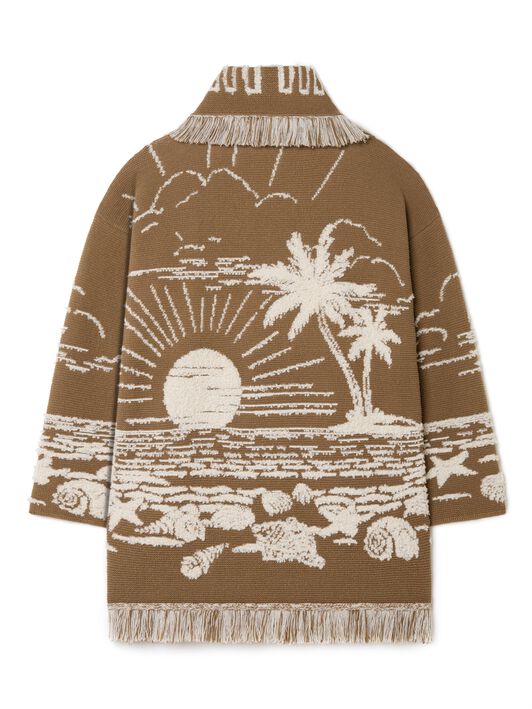 Alanui Beyond The Horizons Cardigan Khaki-White LWHB064R25KNI00I